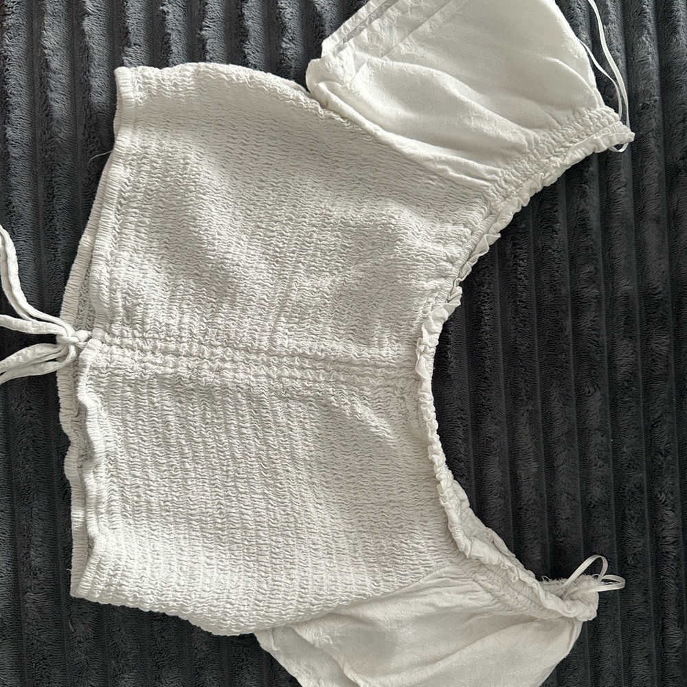 White Smocked Crop Top